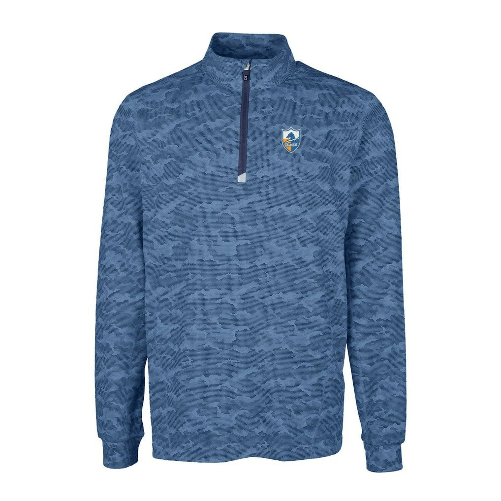 Los Angeles Chargers  Cutter & Buck Throwback Logo Traverse Camo Print Stretch Quarter-Zip Pullover Top