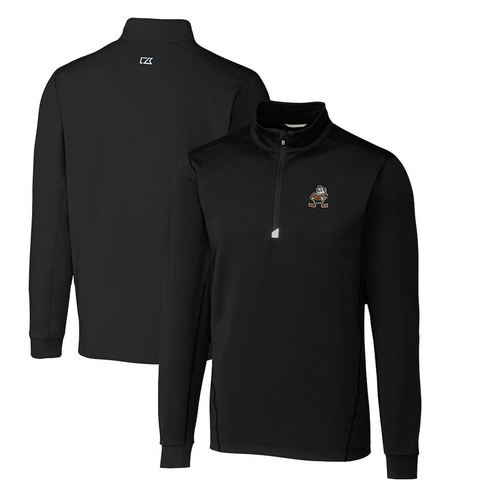 Cleveland Browns  Cutter & Buck Throwback Logo Traverse Stretch Quarter-Zip Pullover Top