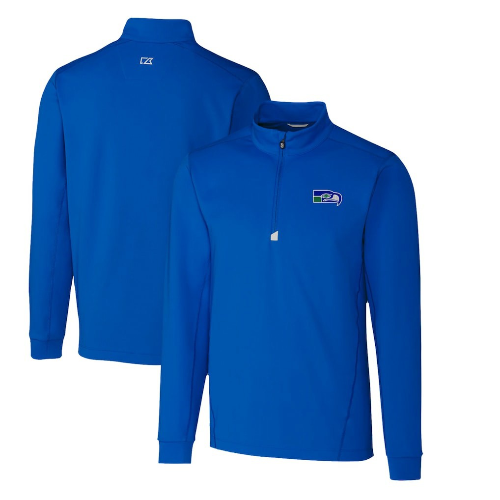 Seattle Seahawks  Cutter & Buck Throwback Logo Traverse Stretch Quarter-Zip Pullover Top