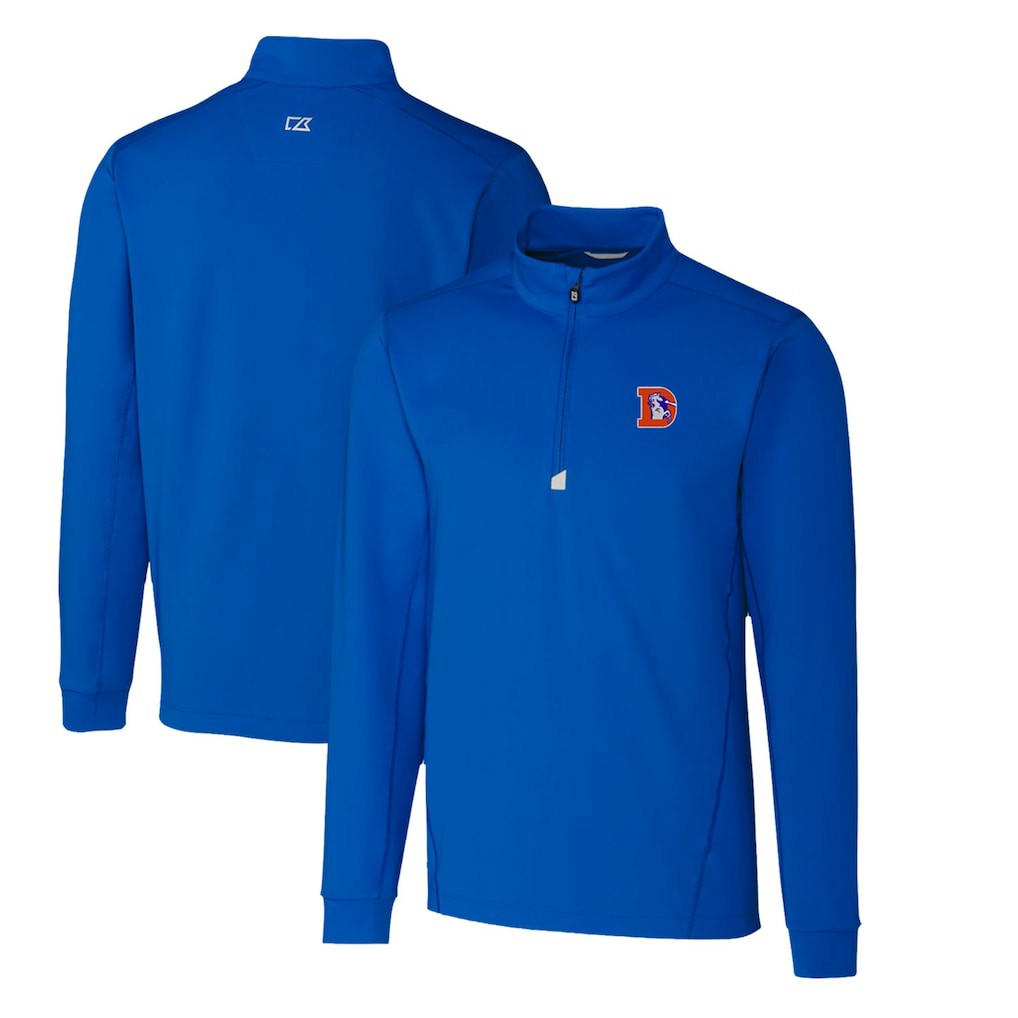 Denver Broncos  Cutter & Buck Throwback Logo Traverse Stretch Quarter-Zip Pullover Top