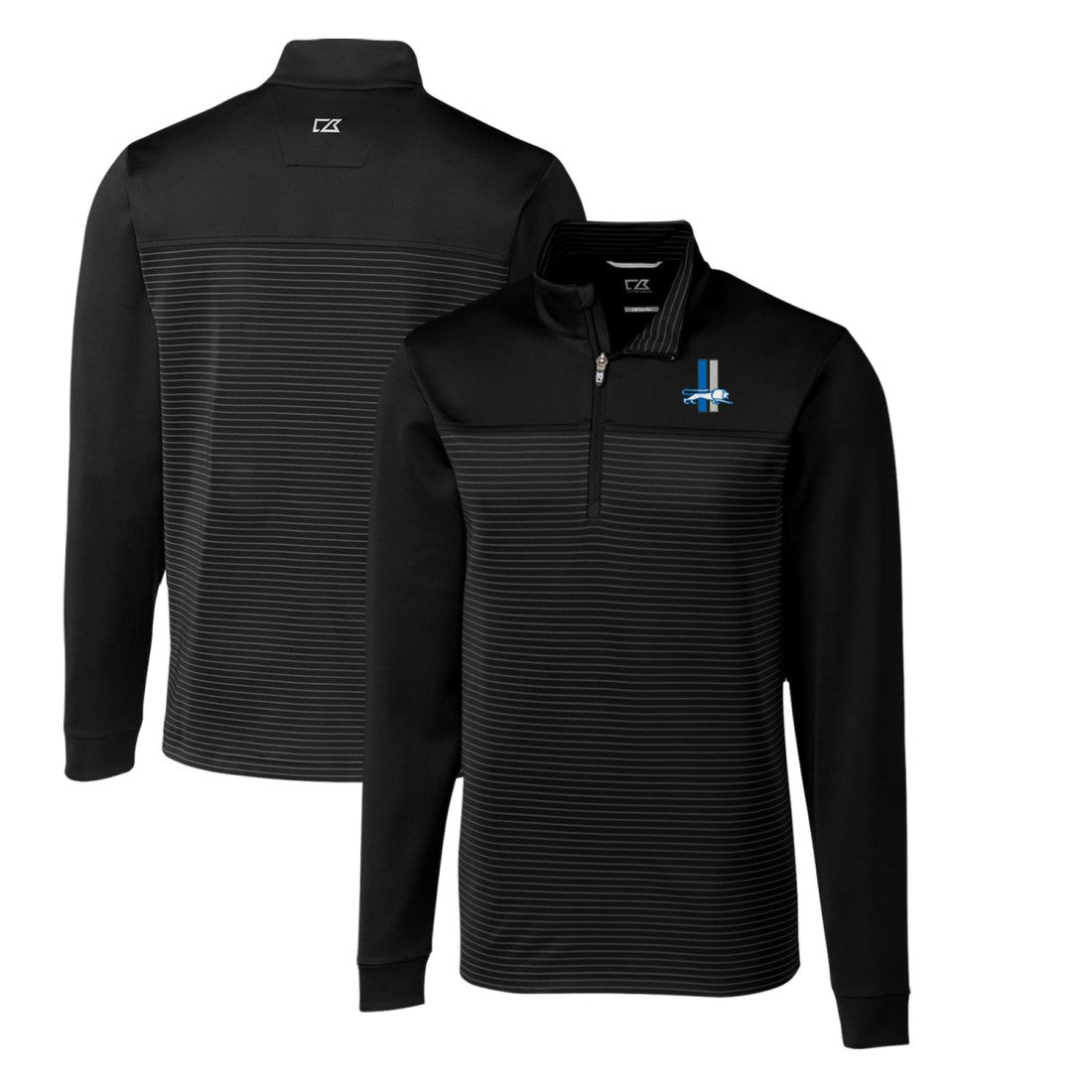 Detroit Lions  Cutter & Buck Throwback Logo Traverse Stripe Stretch Quarter-Zip Pullover Top