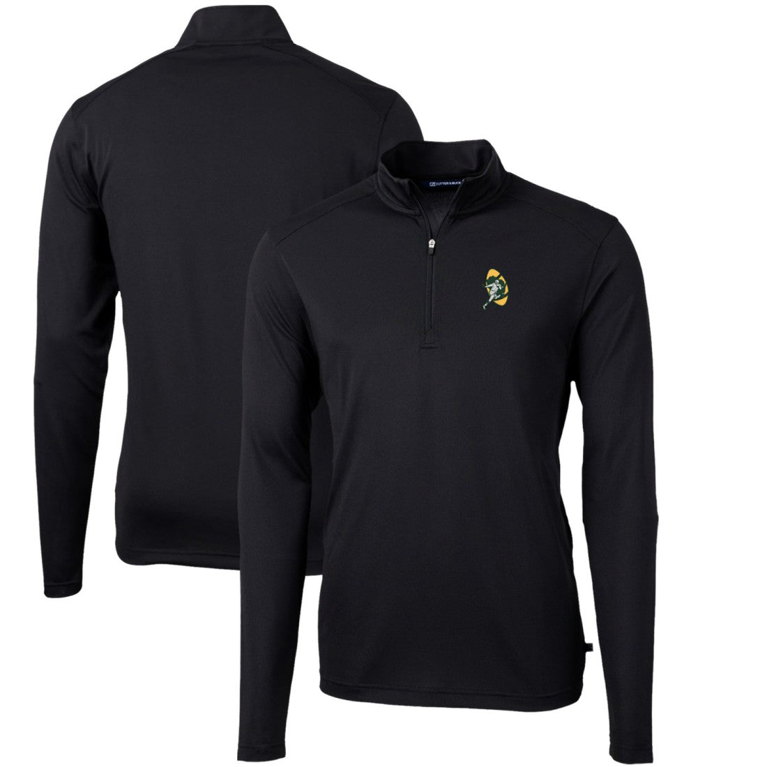 Green Bay Packers  Cutter & Buck Throwback Logo Virtue Eco Pique Recycled Quarter-Zip Pullover Top