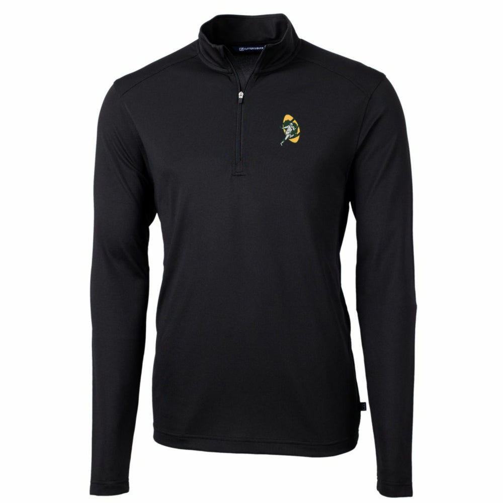 Green Bay Packers  Cutter & Buck Throwback Logo Virtue Eco Pique Recycled Quarter-Zip Pullover Top
