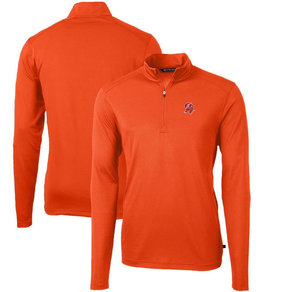 Tampa Bay Buccaneers  Cutter & Buck Throwback Logo Virtue Eco Pique Recycled Quarter-Zip Pullover Top