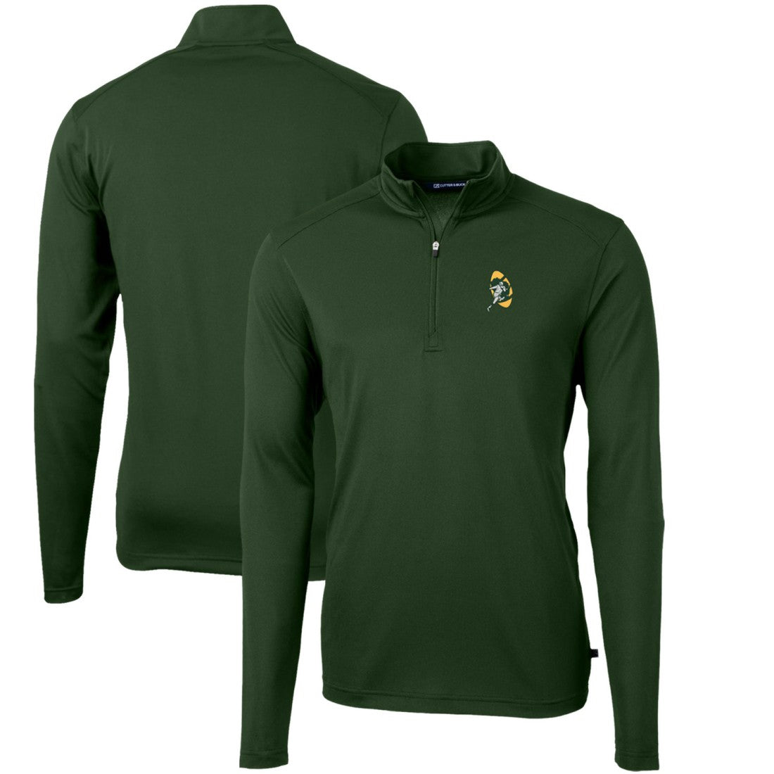 Green Bay Packers  Cutter & Buck Throwback Logo Virtue Eco Pique Recycled Quarter-Zip Pullover Top