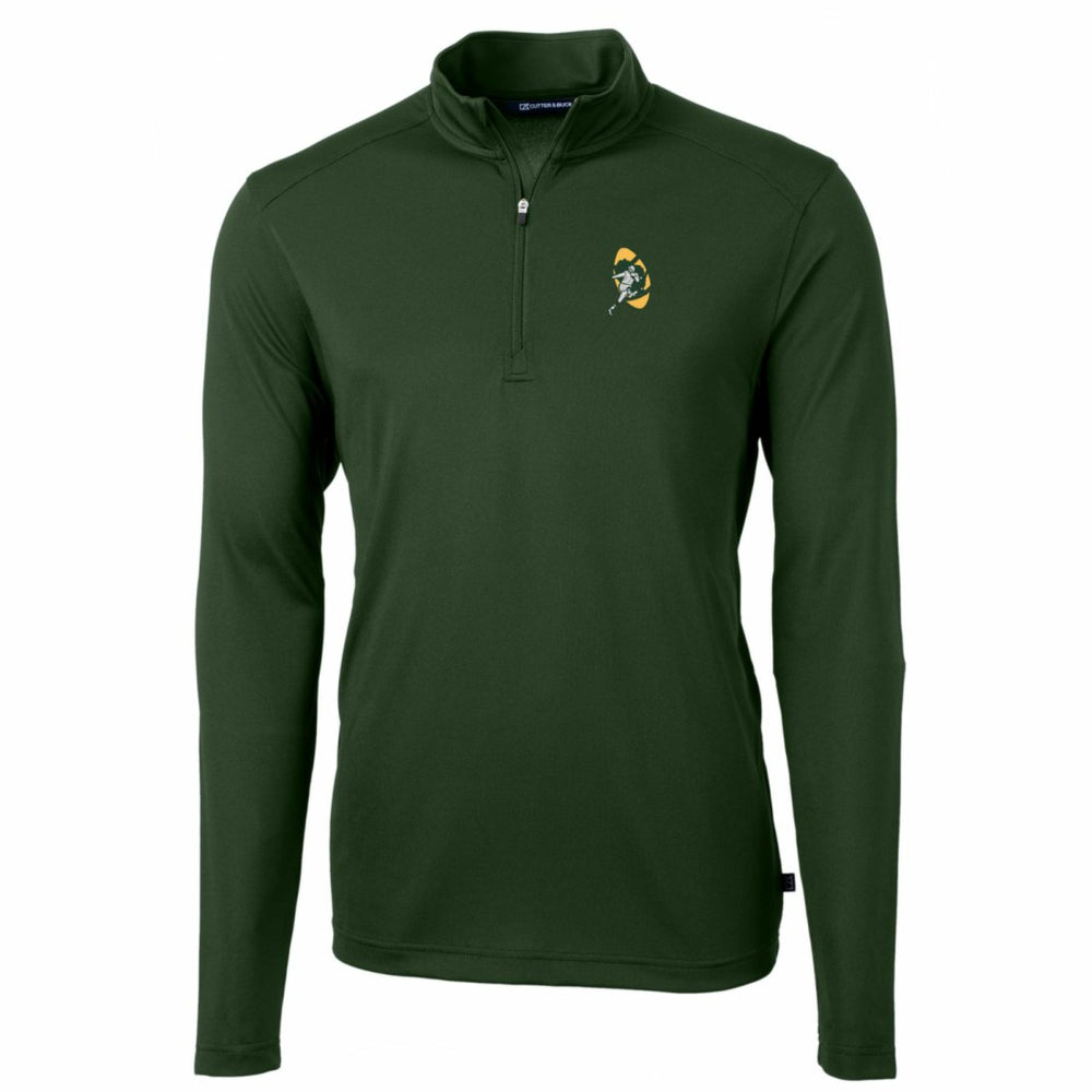 Green Bay Packers  Cutter & Buck Throwback Logo Virtue Eco Pique Recycled Quarter-Zip Pullover Top