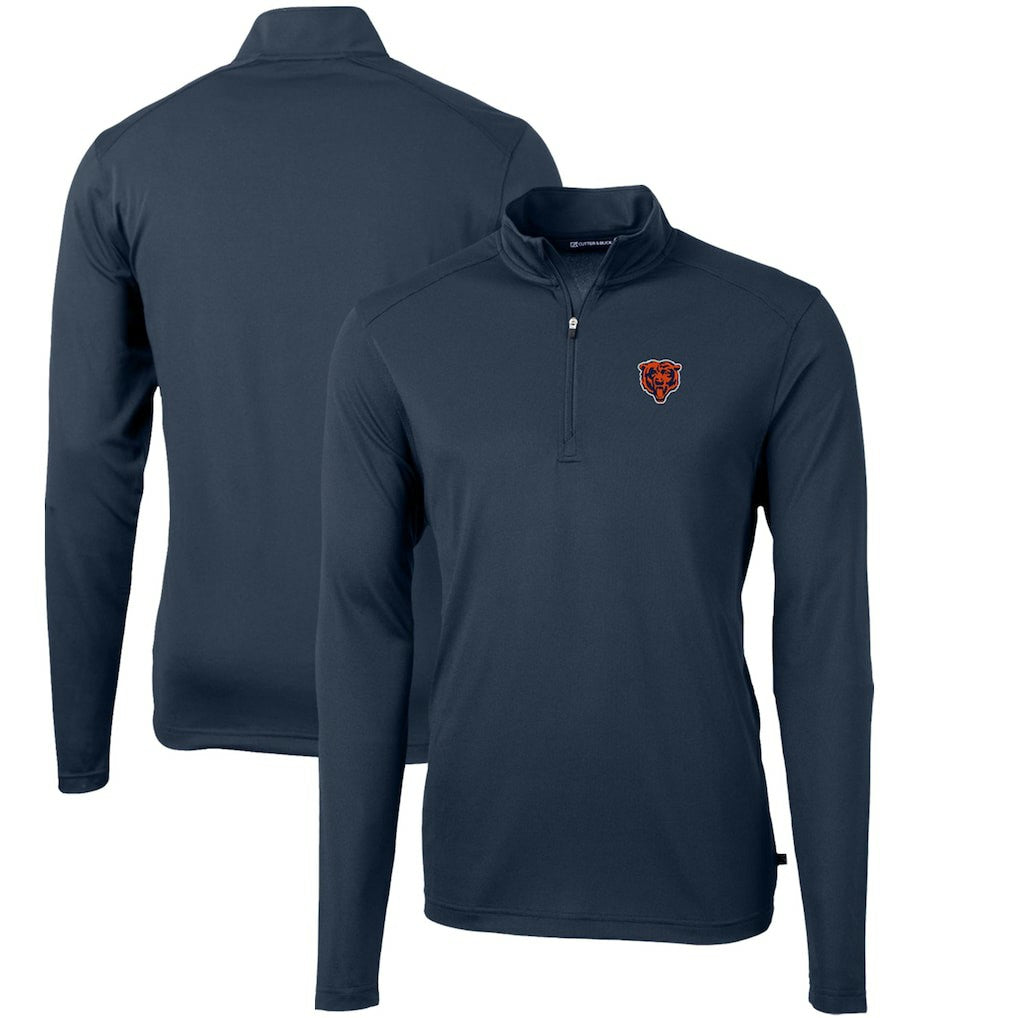 Chicago Bears  Cutter & Buck Throwback Logo Virtue Eco Pique Recycled Quarter-Zip Pullover Top