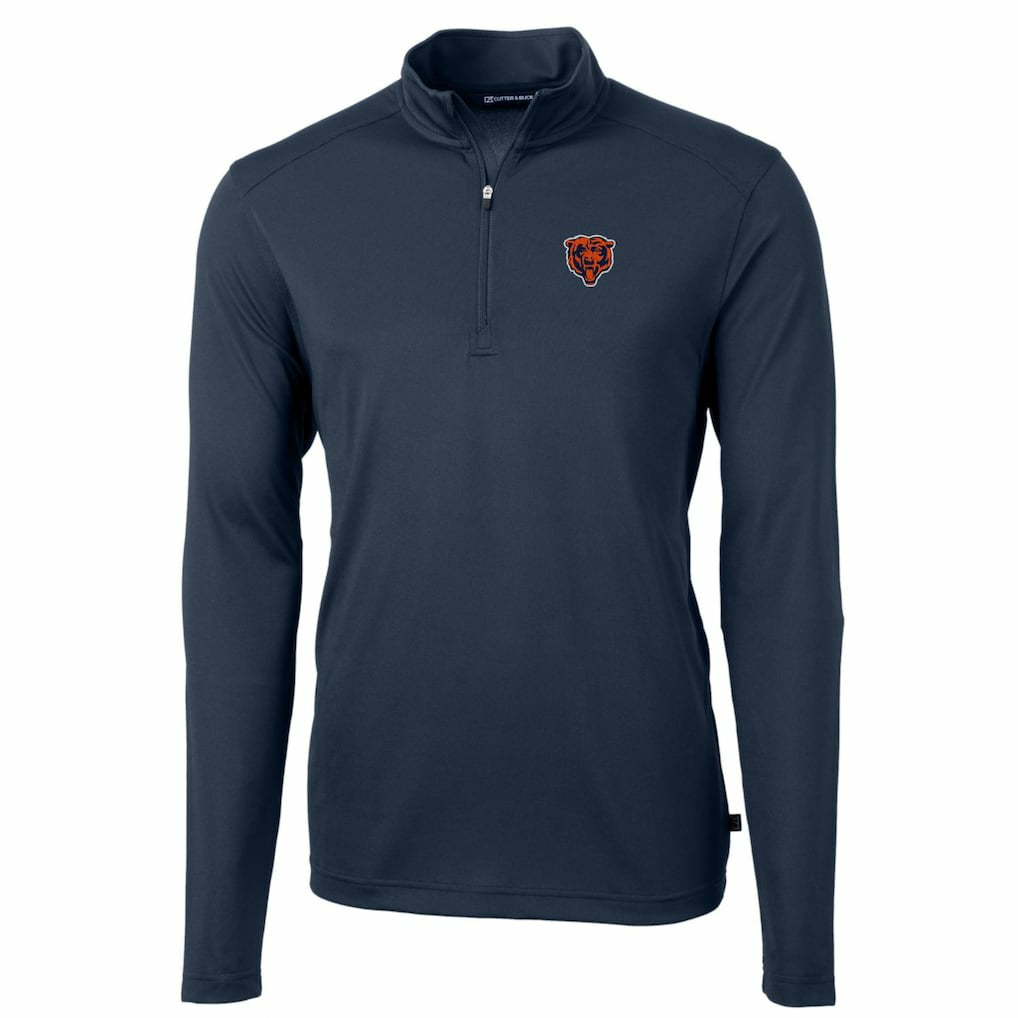 Chicago Bears  Cutter & Buck Throwback Logo Virtue Eco Pique Recycled Quarter-Zip Pullover Top