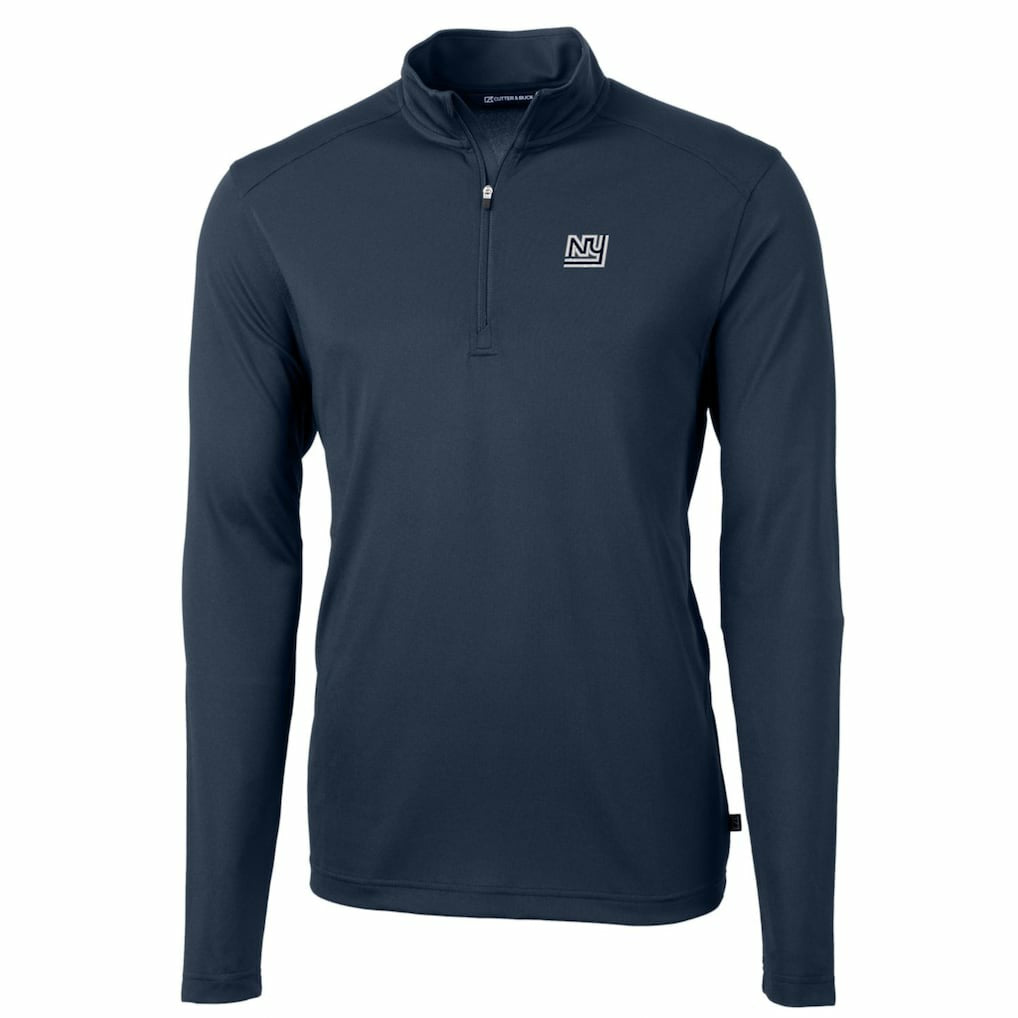 New York Giants  Cutter & Buck Throwback Logo Virtue Eco Pique Recycled Quarter-Zip Pullover Top