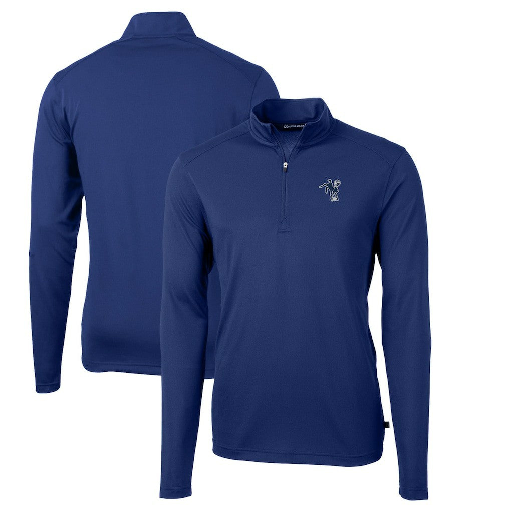Indianapolis Colts  Cutter & Buck Throwback Logo Virtue Eco Pique Recycled Quarter-Zip Pullover Top