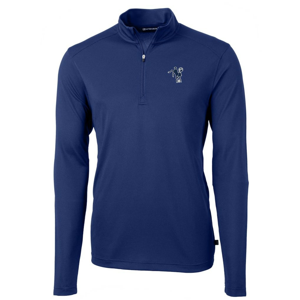 Indianapolis Colts  Cutter & Buck Throwback Logo Virtue Eco Pique Recycled Quarter-Zip Pullover Top