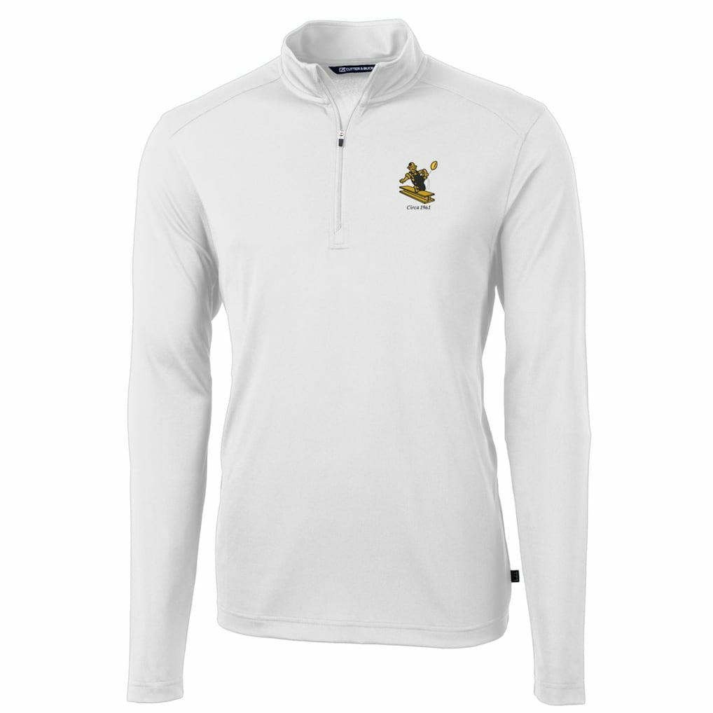 Pittsburgh Steelers  Cutter & Buck Throwback Logo Virtue Eco Pique Recycled Quarter-Zip Pullover Top