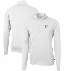 Miami Dolphins  Cutter & Buck Throwback Logo Virtue Eco Pique Recycled Quarter-Zip Pullover Top