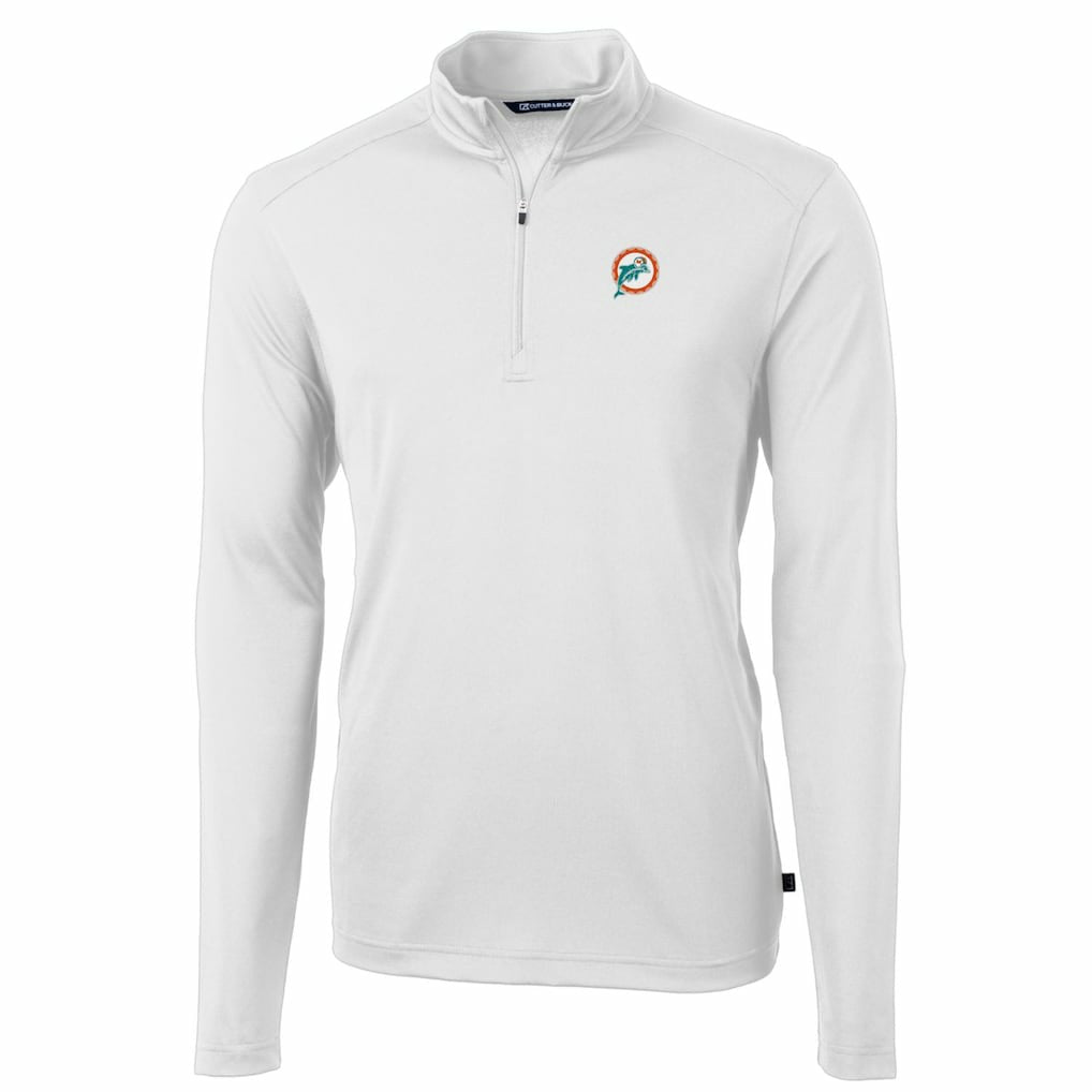 Miami Dolphins  Cutter & Buck Throwback Logo Virtue Eco Pique Recycled Quarter-Zip Pullover Top