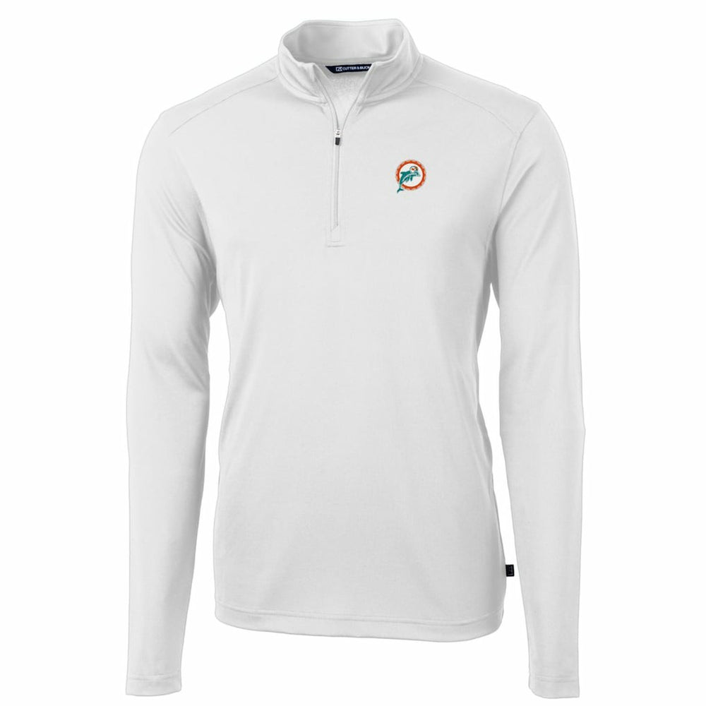 Miami Dolphins  Cutter & Buck Throwback Logo Virtue Eco Pique Recycled Quarter-Zip Pullover Top