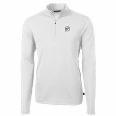 Miami Dolphins  Cutter & Buck Throwback Logo Virtue Eco Pique Recycled Quarter-Zip Pullover Top