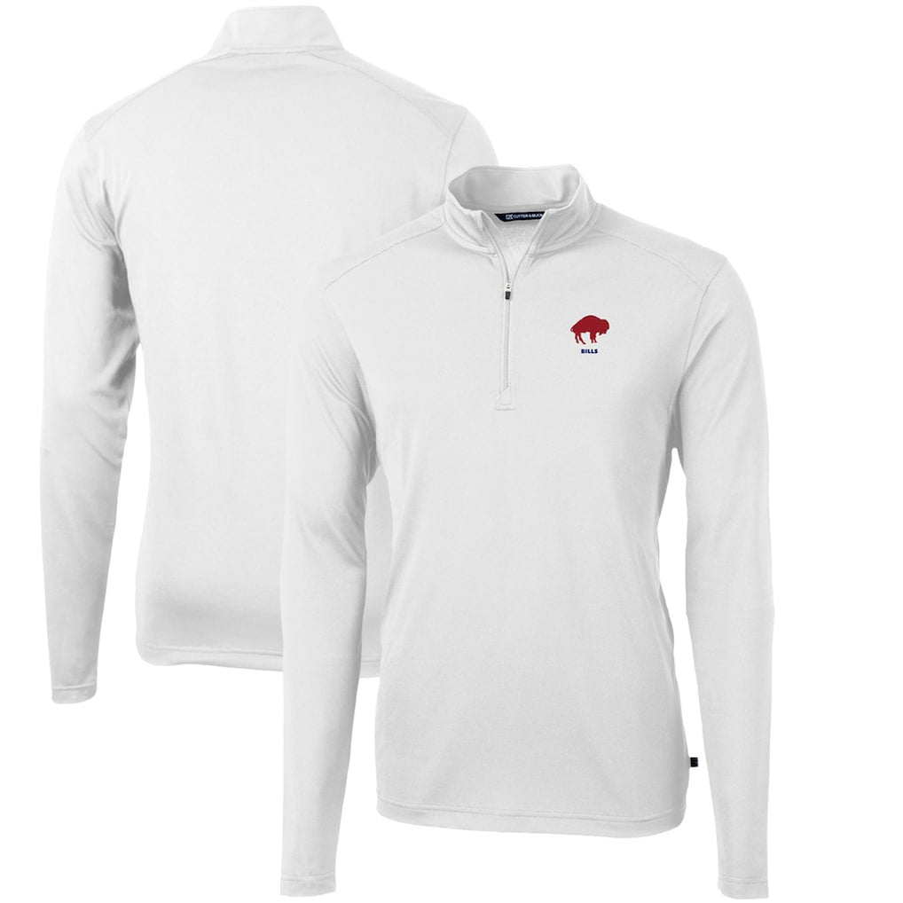 Buffalo Bills  Cutter & Buck Throwback Logo Virtue Eco Pique Recycled Quarter-Zip Pullover Top