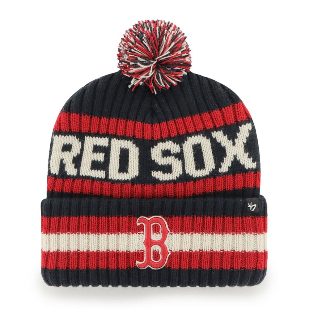 Boston Red Sox '47 Primary Team Logo Bering Pom Top Cuff Knit Hat – Navy | MLB Online