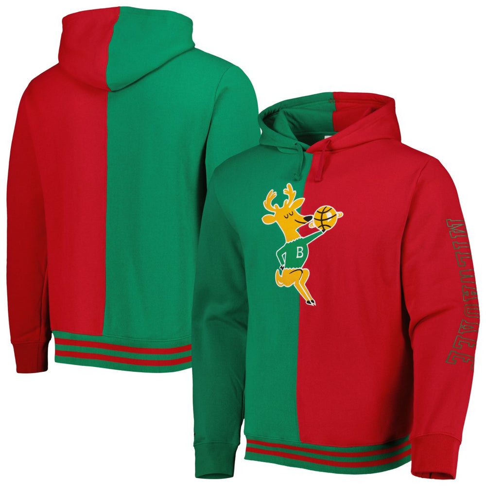 Milwaukee Bucks Hardwood Classics Split Pullover Hoodie On Sale