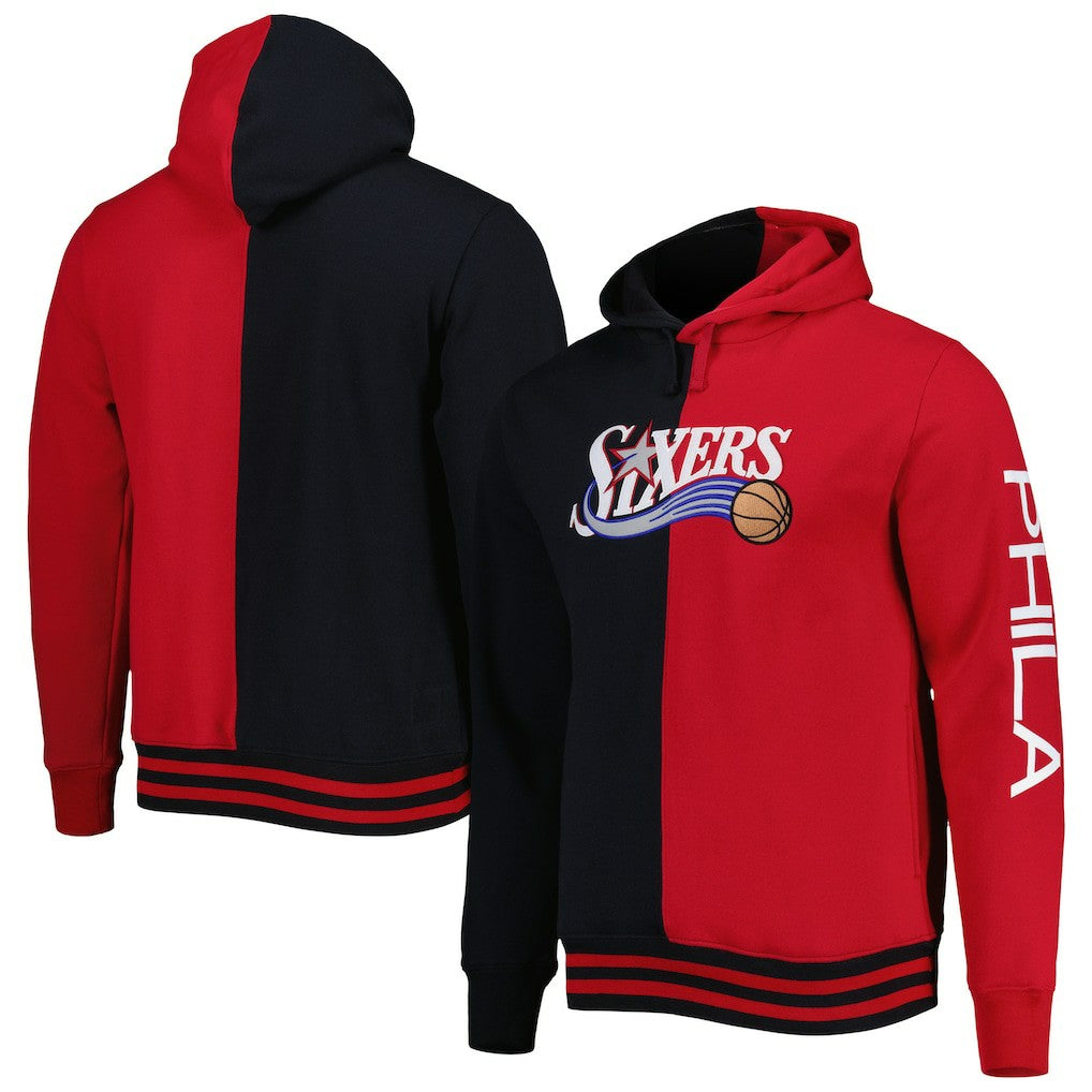 Philadelphia 76ers Hardwood Classics Split Pullover Hoodie New