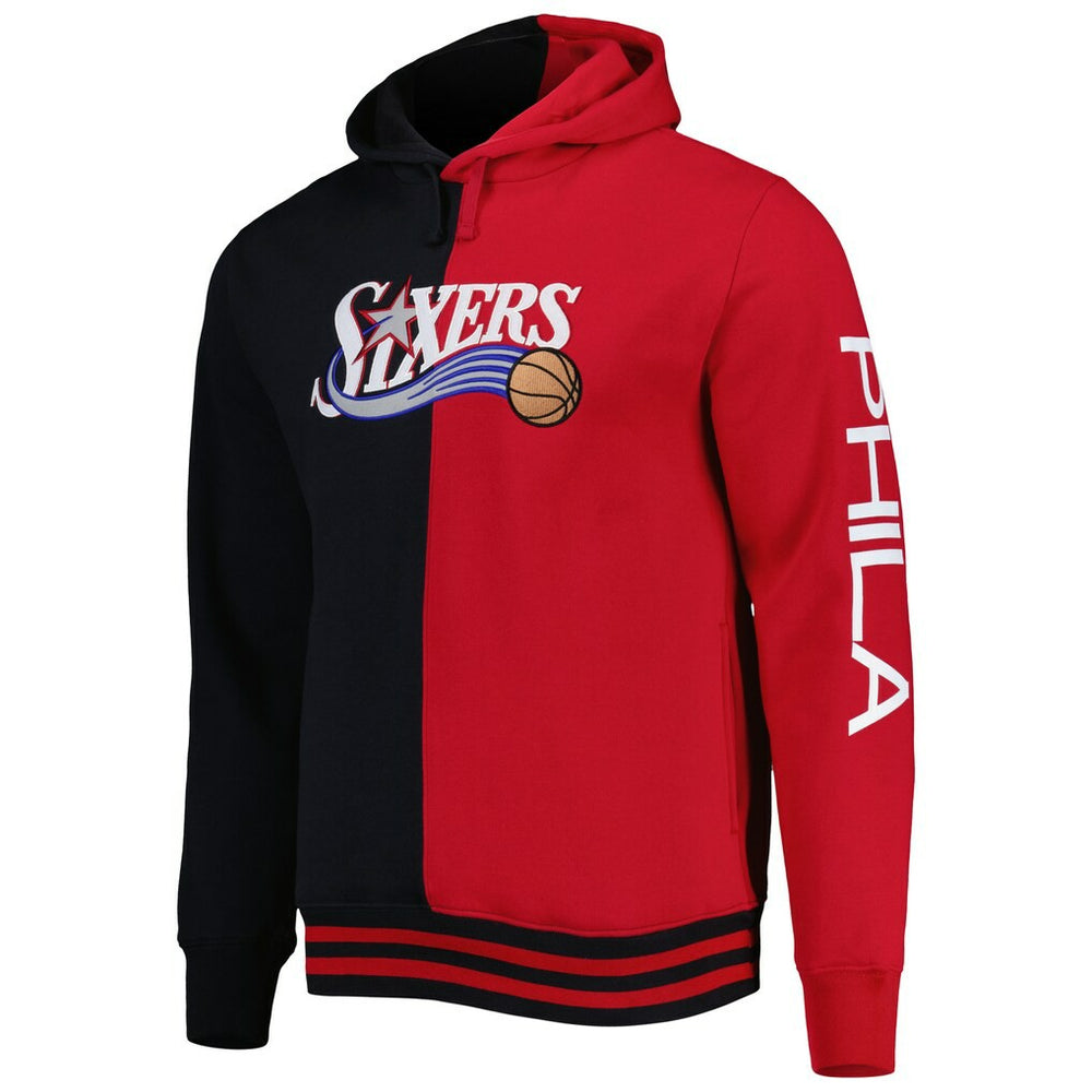Philadelphia 76ers Hardwood Classics Split Pullover Hoodie New