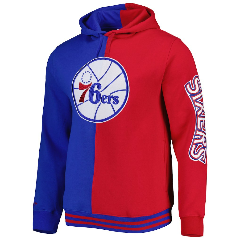 Philadelphia 76ers Hardwood Classics Split Pullover Hoodie On Sale
