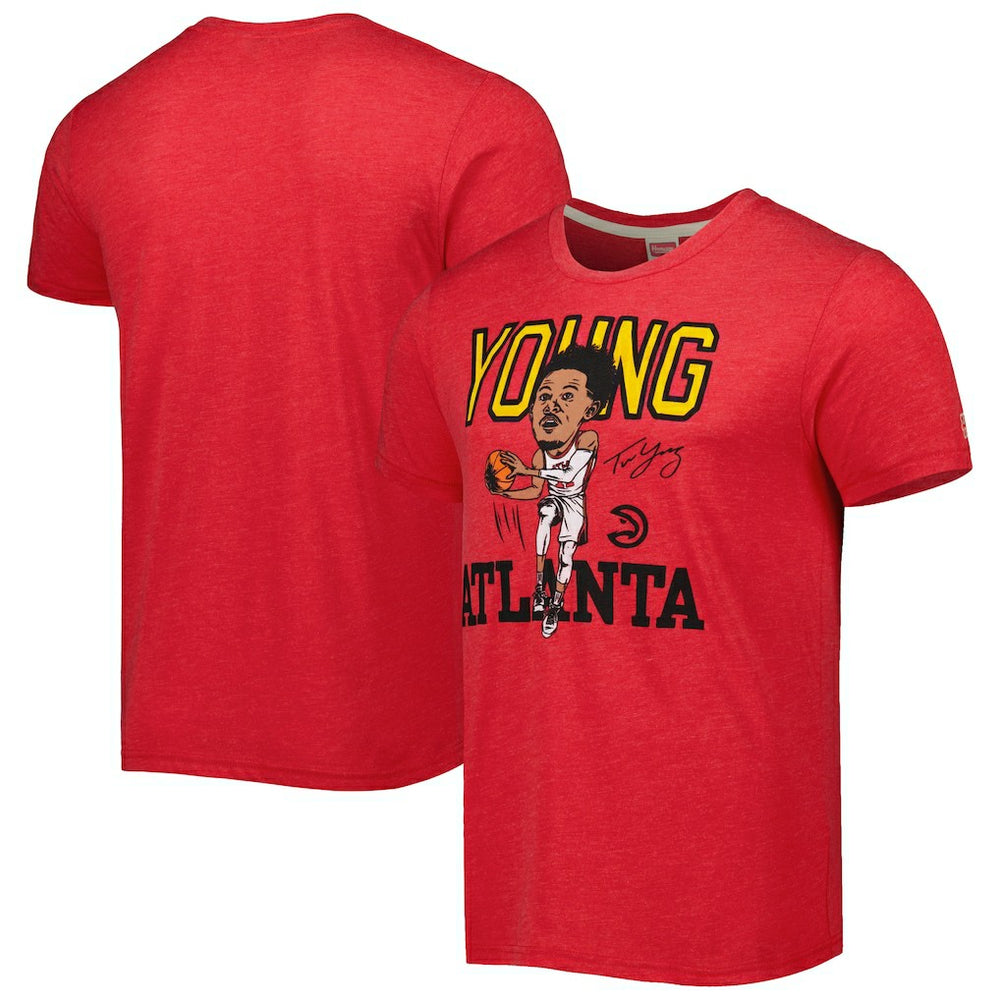 Trae Young Atlanta Hawks Homage Caricature Tri-Blend T-Shirt For Sale