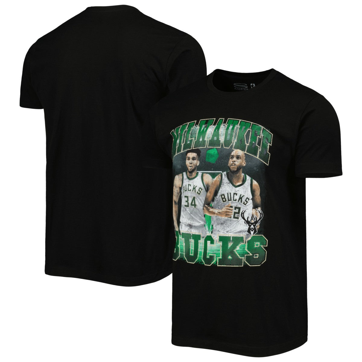 Giannis Antetokounmpo & Khris Middleton Milwaukee Bucks Stadium Essentials Unisex Player Duo T-Shirt Outlet