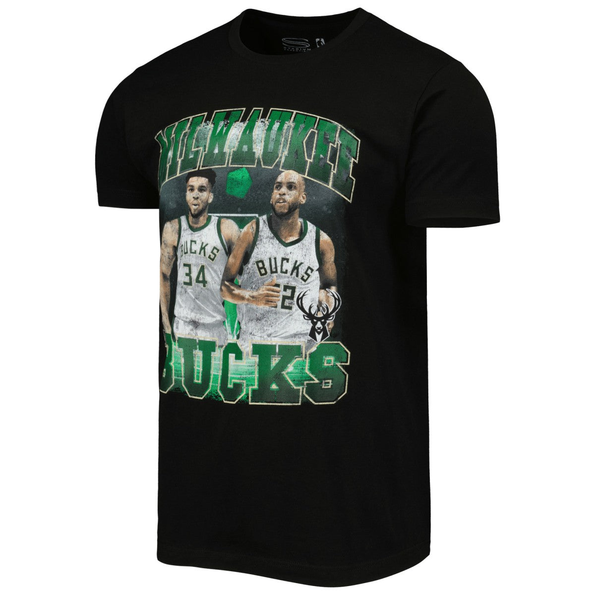 Giannis Antetokounmpo & Khris Middleton Milwaukee Bucks Stadium Essentials Unisex Player Duo T-Shirt Outlet