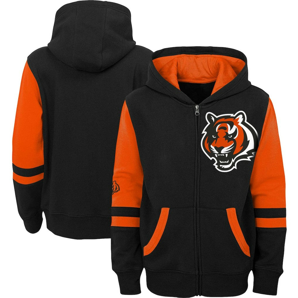 Cincinnati Bengals  Youth Colorblock Full-Zip Hoodie