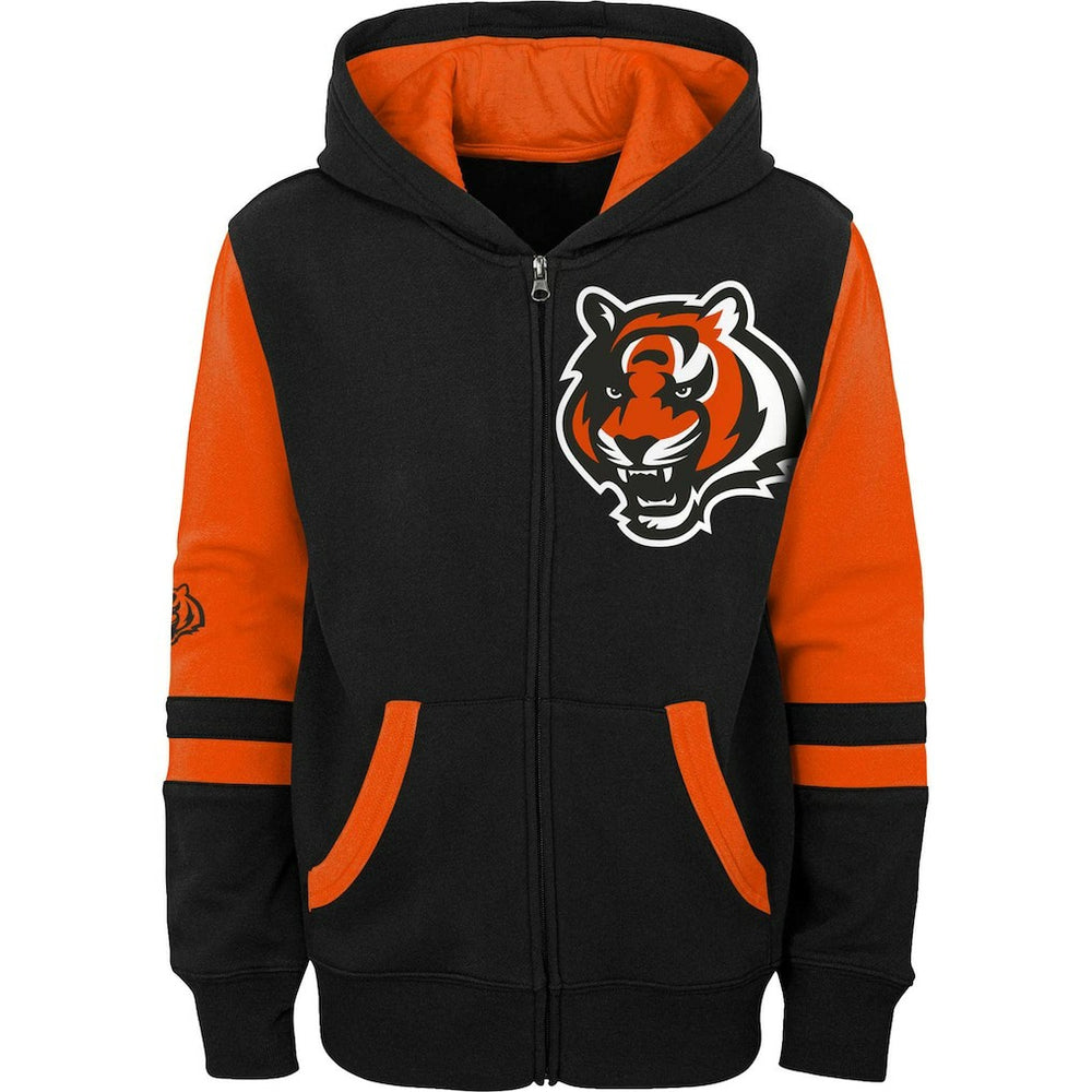 Cincinnati Bengals  Youth Colorblock Full-Zip Hoodie