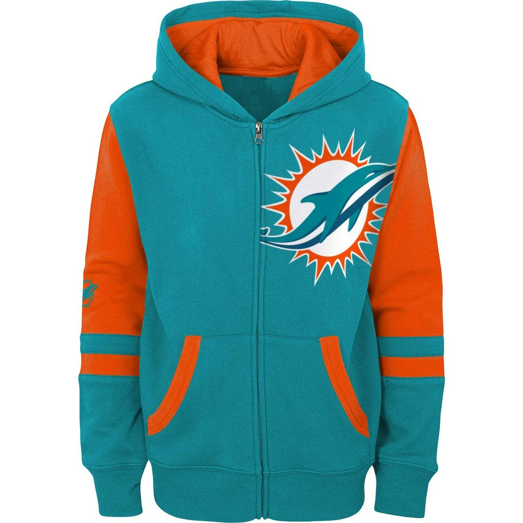 Miami Dolphins  Youth Colorblock Full-Zip Hoodie
