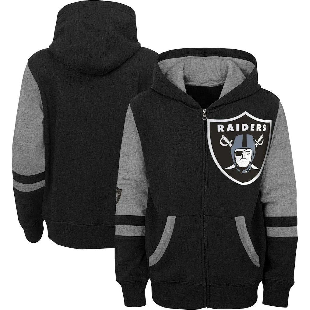 Las Vegas Raiders  Youth Colorblock Full-Zip Hoodie