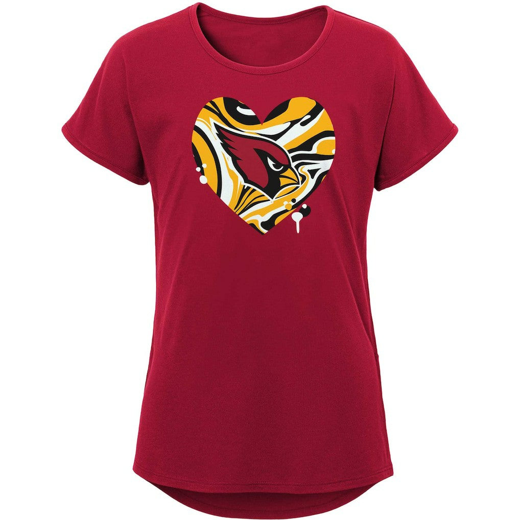 Arizona Cardinals  Girls Youth Drip Heart Dolman T-Shirt