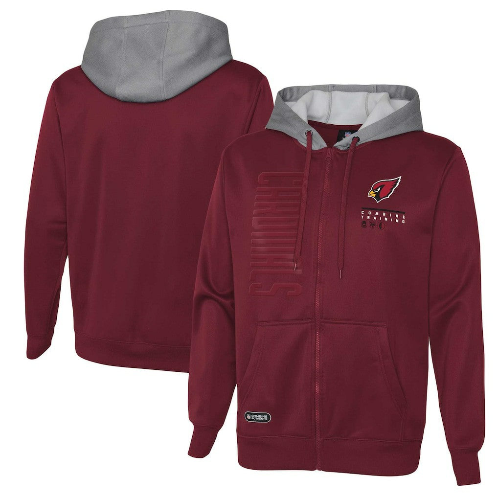 Arizona Cardinals  Combine Authentic Field Play Full-Zip Hoodie Sweatshirt