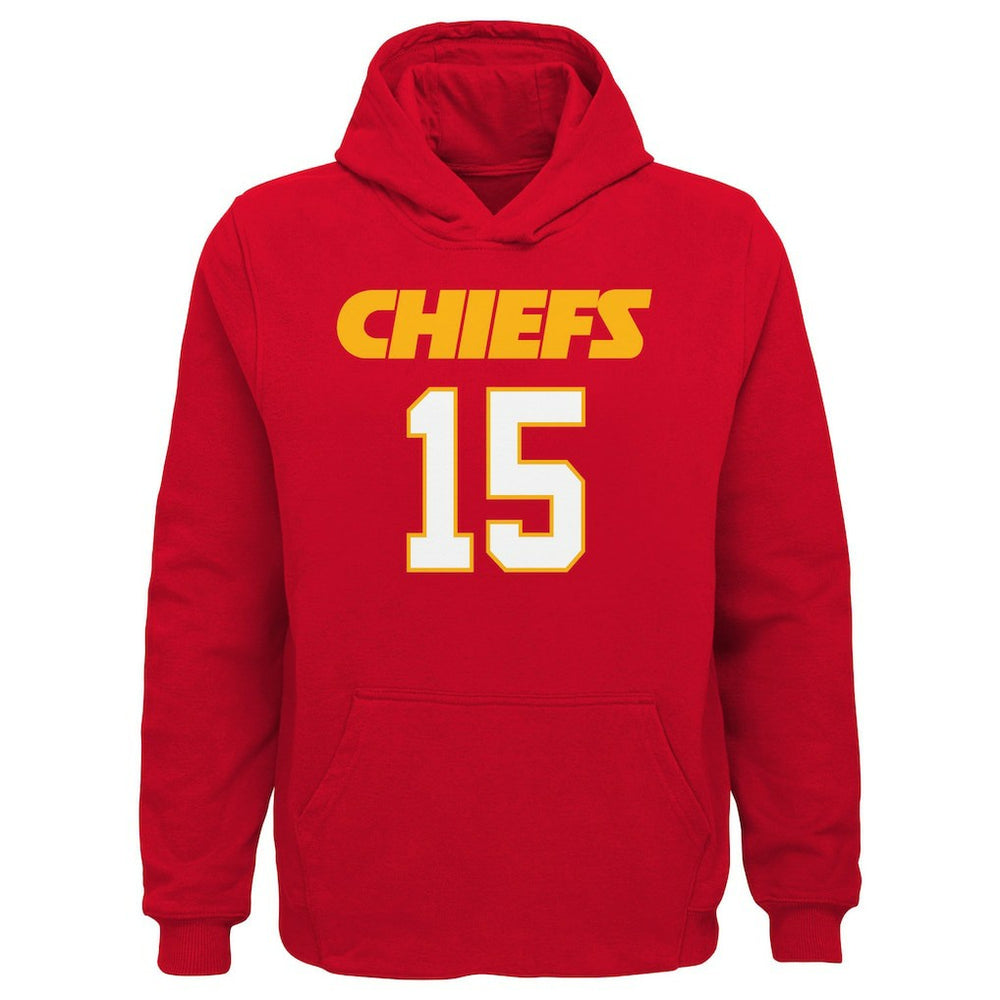 Kansas City Chiefs  Patrick Mahomes  Youth Mainliner Player Name & Number Pullover Hoodie