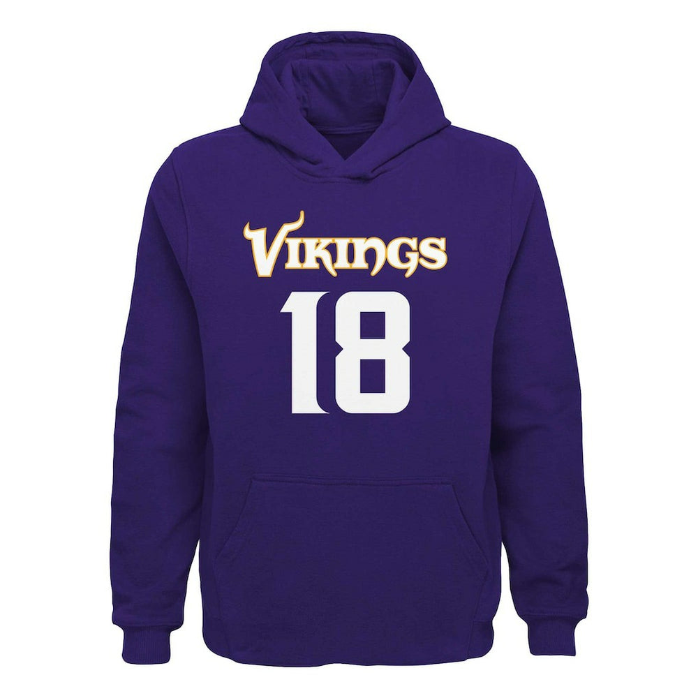 Minnesota Vikings  Justin Jefferson  Youth Mainliner Player Name & Number Pullover Hoodie