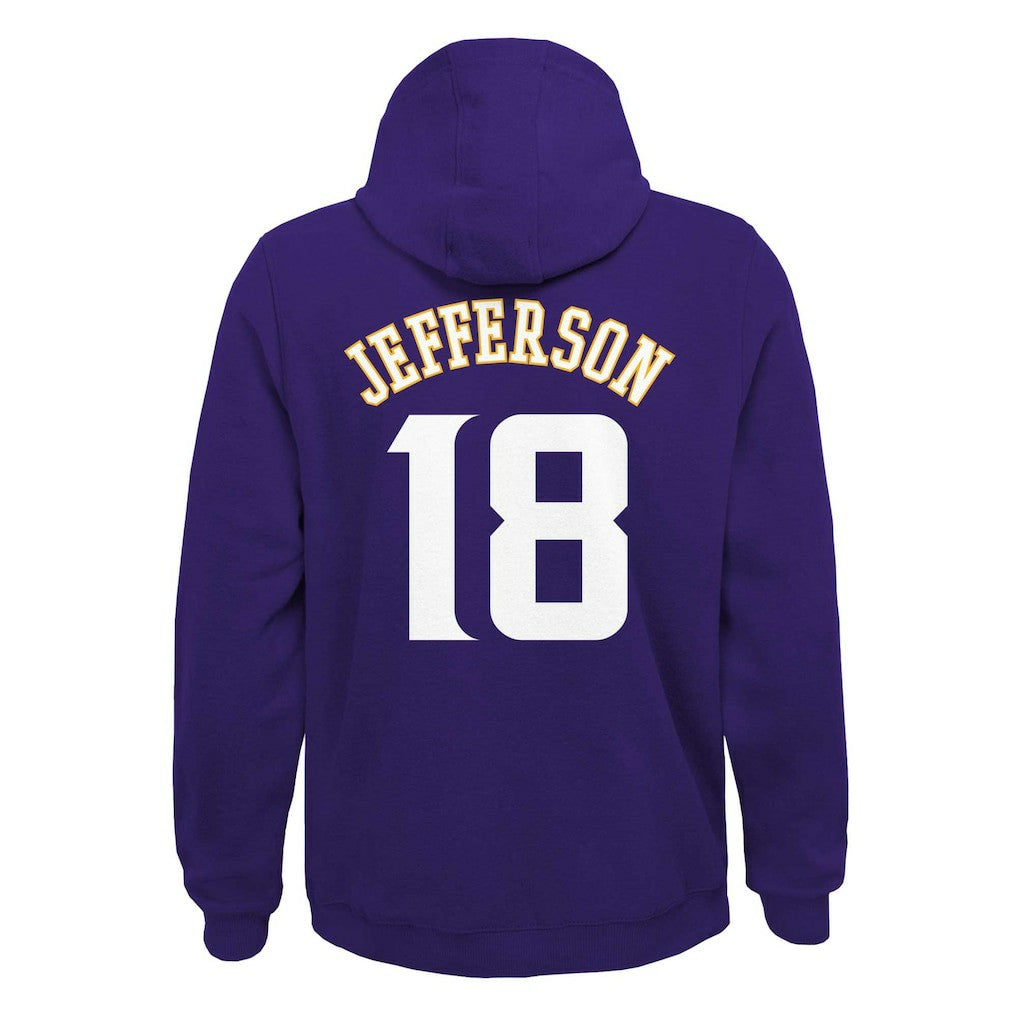 Minnesota Vikings  Justin Jefferson  Youth Mainliner Player Name & Number Pullover Hoodie
