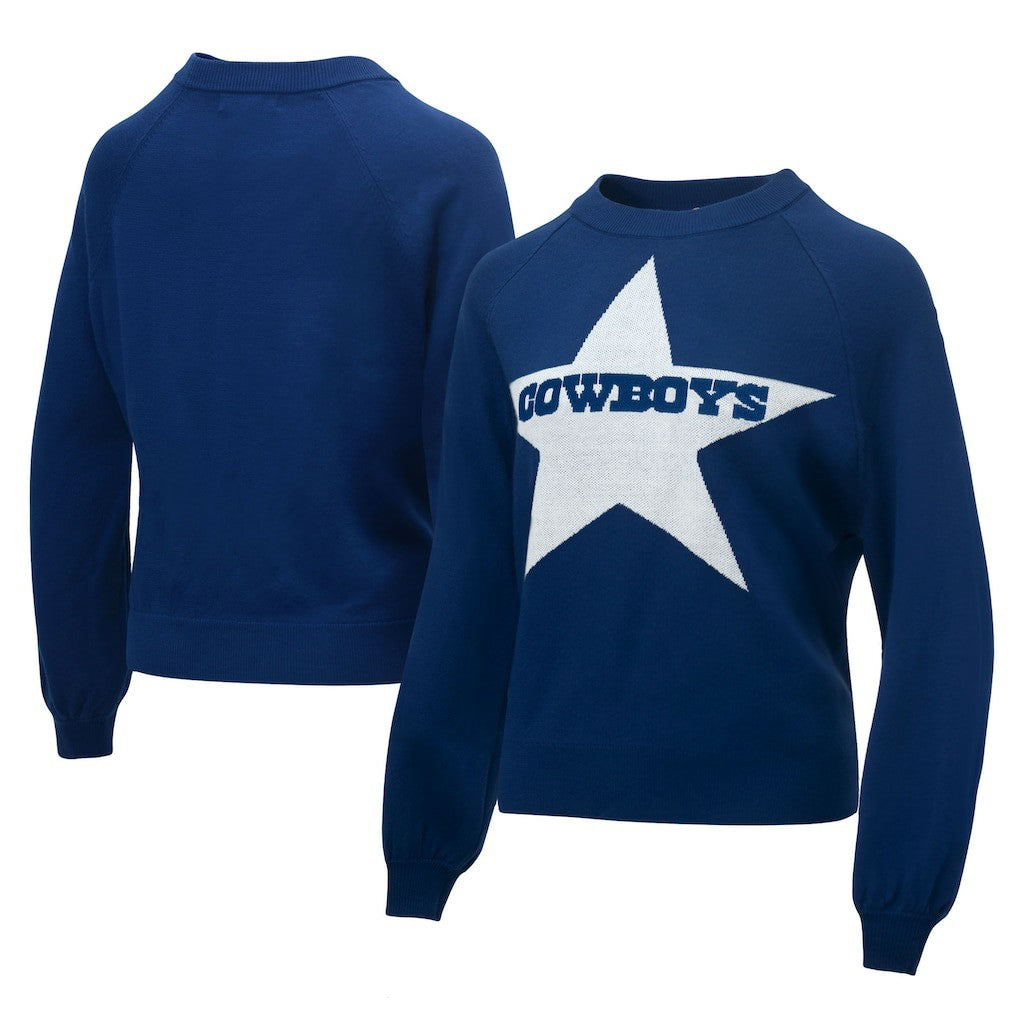 Dallas Cowboys  Lauren James Women's Wordmark Star Raglan Pullover Sweater