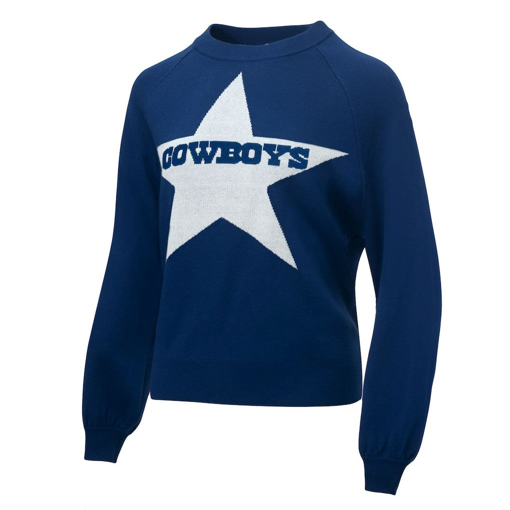 Dallas Cowboys  Lauren James Women's Wordmark Star Raglan Pullover Sweater
