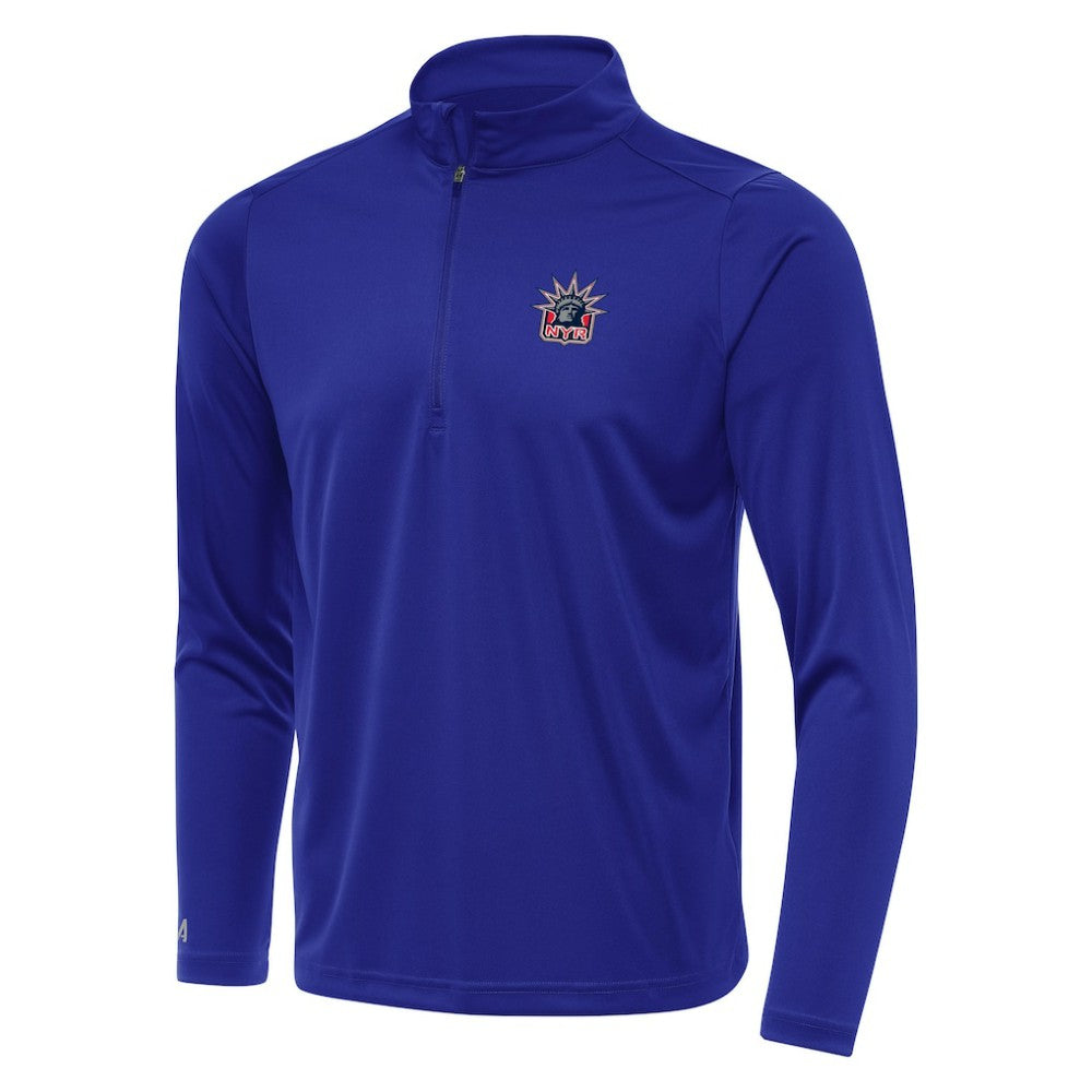 New York Rangers Antigua Special Edition 2.0 Tribute Quarter-Zip Pullover Top Outlet
