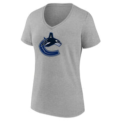 Vancouver Canucks Women's Primary Logo Team V-Neck T-Shirt Discount