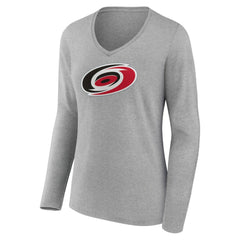 Carolina Hurricanes Women's Primary Logo Team Long Sleeve V-Neck T-Shirt Outlet