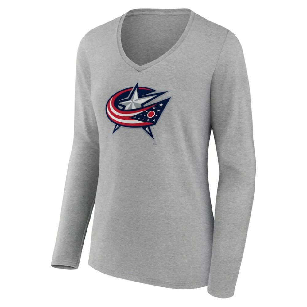 Columbus Blue Jackets Women's Primary Logo Team Long Sleeve V-Neck T-Shirt On Sale