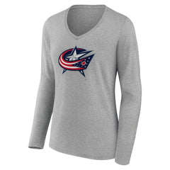 Columbus Blue Jackets Women's Primary Logo Team Long Sleeve V-Neck T-Shirt On Sale
