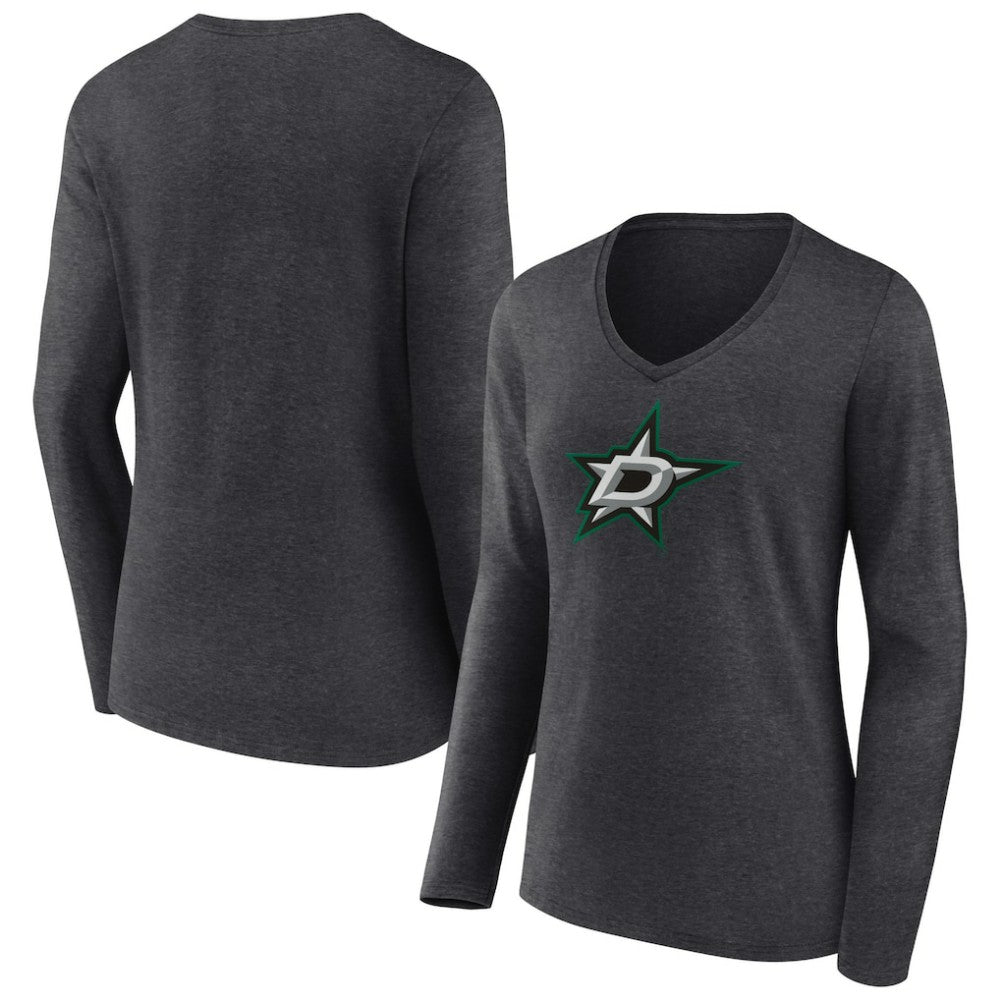 Dallas Stars Women's Primary Team Logo Long Sleeve V-Neck T-Shirt Outlet