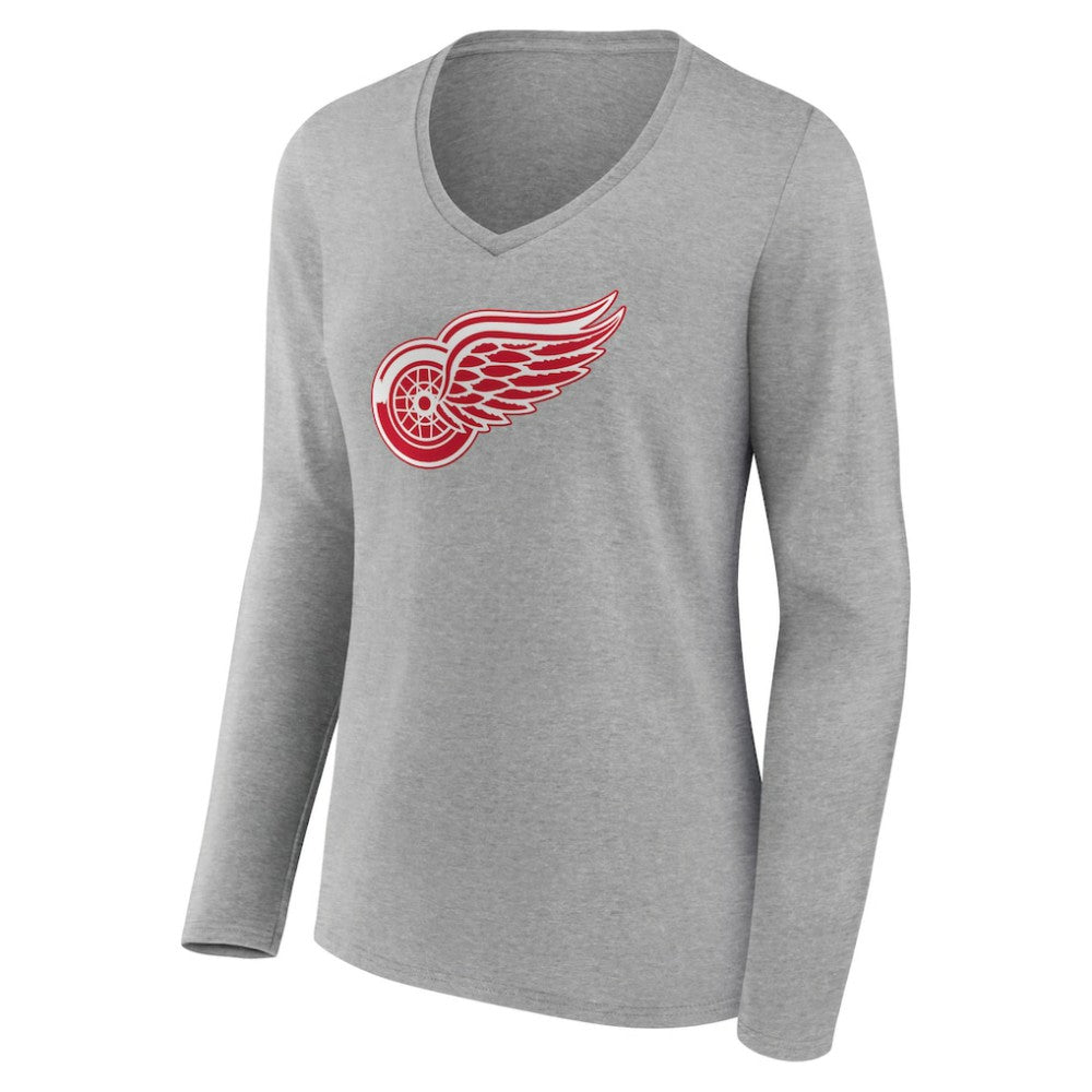 Detroit Red Wings Women's Primary Logo Team Long Sleeve V-Neck T-Shirt On Sale