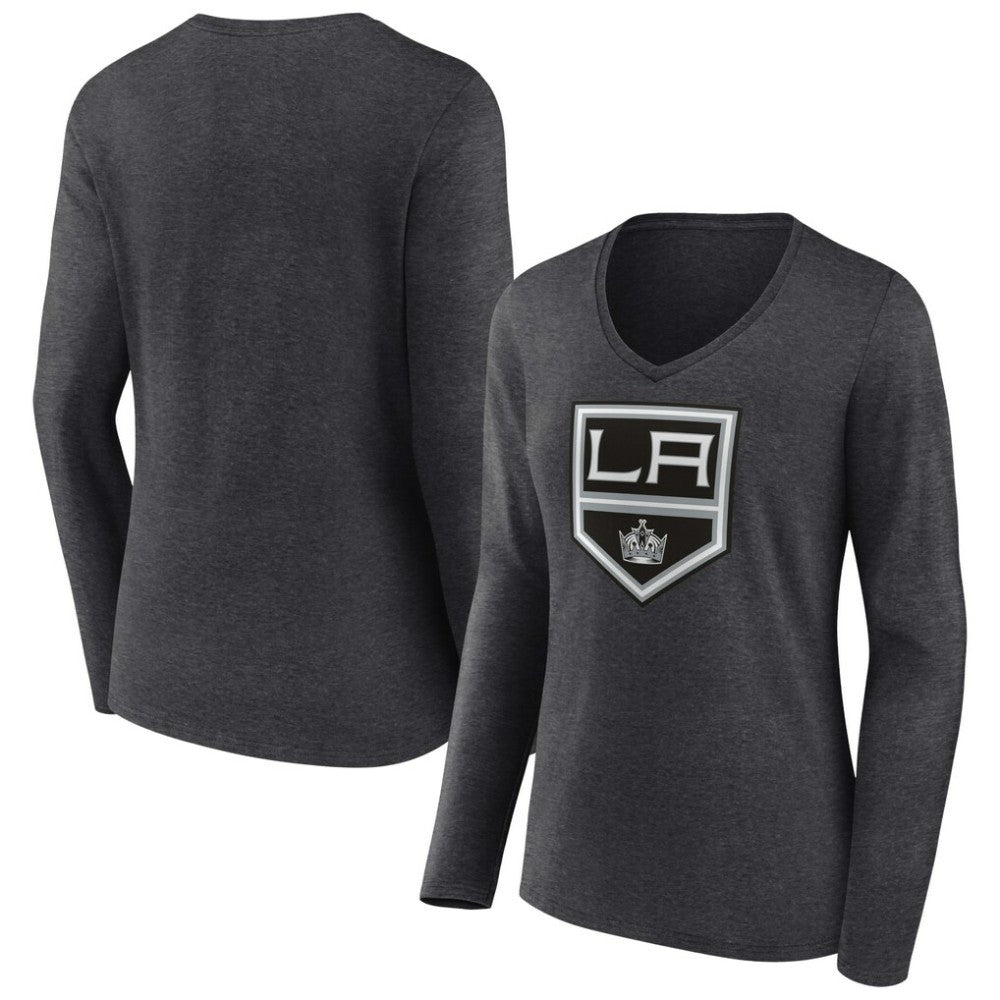 Los Angeles Kings Women's Primary Team Logo Long Sleeve V-Neck T-Shirt Discount