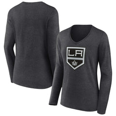 Los Angeles Kings Women's Primary Team Logo Long Sleeve V-Neck T-Shirt Discount