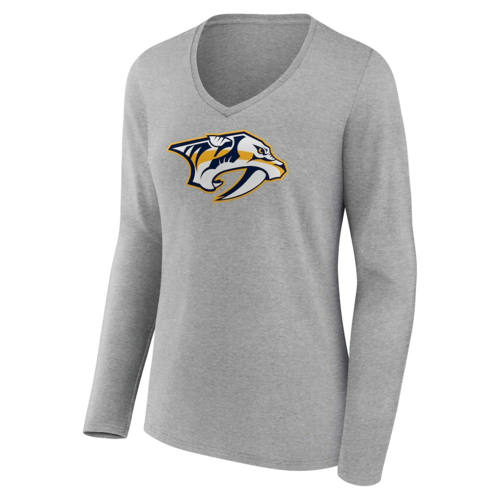Nashville Predators Women's Primary Logo Team Long Sleeve V-Neck T-Shirt Discount